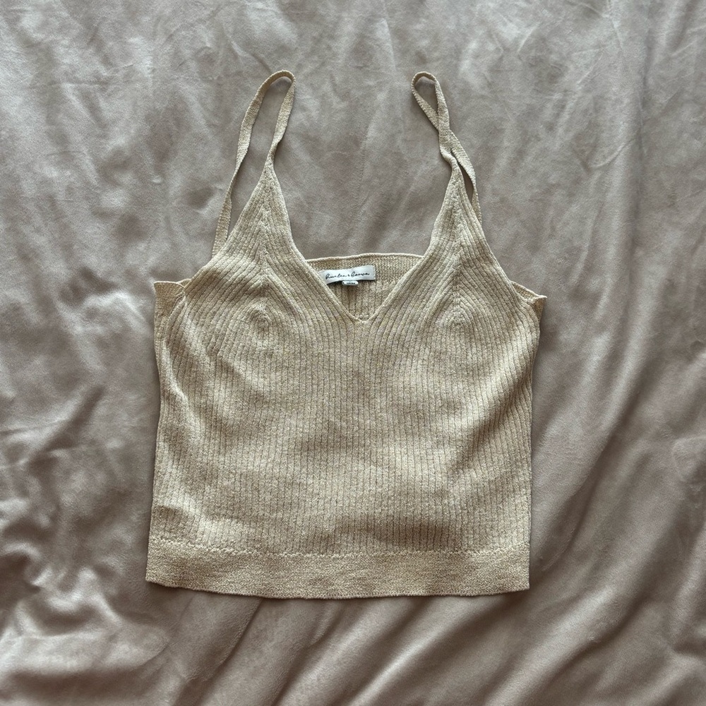 Hunter & Brown Beige and Glitter Ribbed Camisole Top
